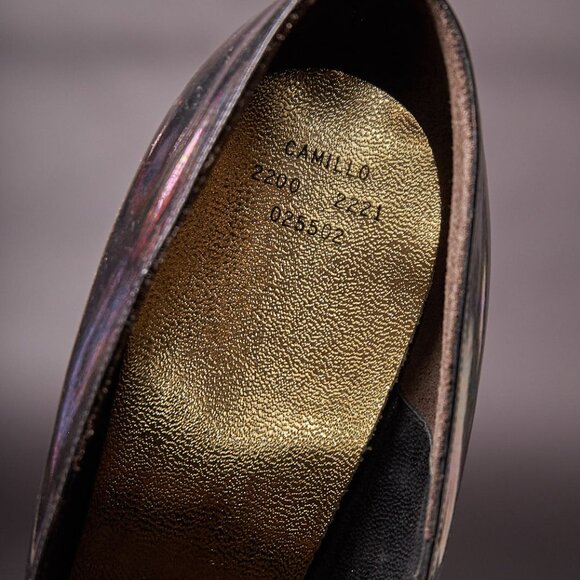 1980s Metallic Iridescent Black Pumps Heels Shoes - Picture 4 of 9